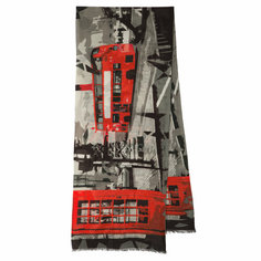 Шарф Павловопосадская платочная мануфактура для мужчин,190х40 см, one size, красный/серый