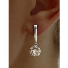 Серьги с подвесками Ювелир Карат, серебро, 925 проба, родирование, фианит, размер 5 мм, , серебро