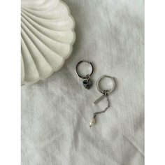 Серьги-трансформеры MOON SOUL, стекло, жемчуг пресноводный, жемчуг культивированный, жемчуг пресноводный культивированный, размер 19 мм, серебристый