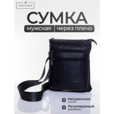Сумка мессенджер POUCHMAN, фактура гладкая, черный 4