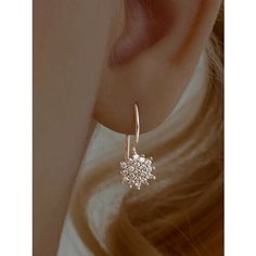 Серьги с подвесками Ювелир Карат, серебро, 925 проба, родирование, фианит, размер 7 мм, длина 1.7 см, , серебристый