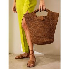 Сумка пляжная 2Lillys Тост, фактура вязаная, плетеная, коричневый
