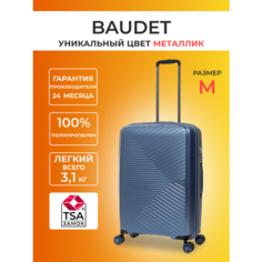 Чемодан BAUDET, 65.6 л, размер M, синий, черный