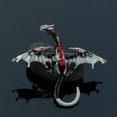 Брошь, стразы, черный Petro Jewelry