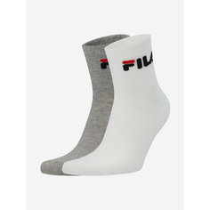 Носки Fila Unisex NOS Low Cut Socks 2p, комплект, 2 пары, размер 35/38, серый/белый
