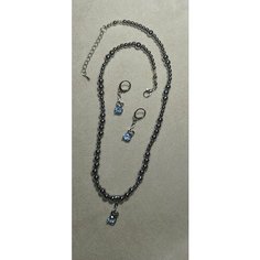 Комплект бижутерии МастерHand, гематит, размер колье/цепочки 47 см, серый металлик