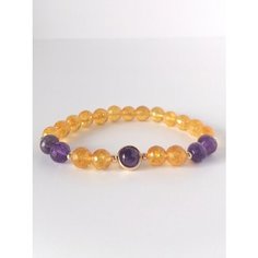 Браслет Gem Garden, цитрин, аметист, 1 шт., размер 18 см, размер one size, диаметр 9 см, желтый