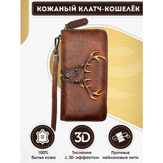 Кошелек Dzett, фактура тиснение, коричневый