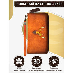 Кошелек Dzett, фактура тиснение, коричневый