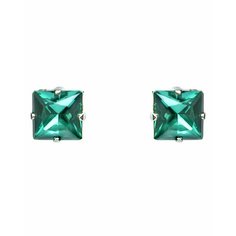 Серьги пусеты N23Lab, искусственный камень, кристаллы Swarovski, зеленый