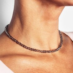Чокер BL Jewelry, гематит, раухтопаз, агат, длина 35 см, серый