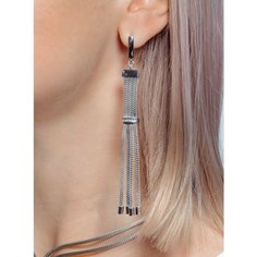 Серьги L-Silver, серебро, 925 проба, родирование, фианит, , серый, серебристый