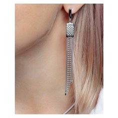 Серьги L-Silver, серебро, 925 проба, родирование, фианит, , серый, серебристый