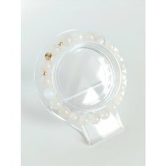 Браслет Gem Garden, лунный камень, 1 шт., размер 18 см, размер one size, диаметр 9 см, бежевый