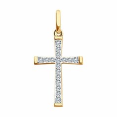 Подвеска Diamant, красное золото, 585 проба, фианит, размер 2.7 см., бесцветный