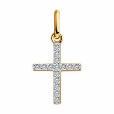 Подвеска Diamant, красное золото, 585 проба, фианит, размер 2.1 см., бесцветный