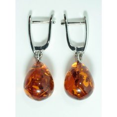 Комплект серег, янтарь, размер 30 мм, серебряный, коричневый T&Z Mineral