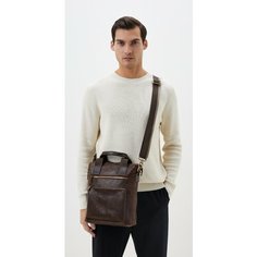 Сумка мессенджер Igermann, фактура гладкая, dark brown