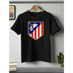 Футболка ONEQ унисекс 68-70 (6XL) размер с принтом Атлетико Мадрид, черная, размер 6XL, черный