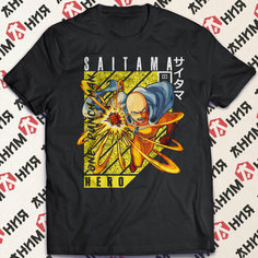 Футболка Футболка One Punch Man, ВанПанчМэн Сайтама, размер 3XL, черный Анимания Brand