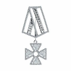 Брошь SOKOLOV, серебро, 925 проба, родирование, фианит, размер 4.4 см.