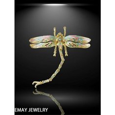 Брошь Emay, искусственный камень, золотистый