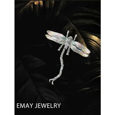 Брошь Emay, искусственный камень, серебристый