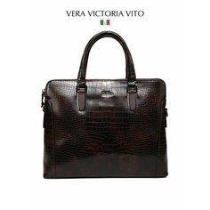 Портфель Vera Victoria Vito, фактура под рептилию, коричневый