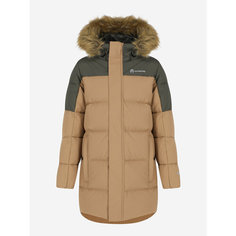 Пуховик OUTVENTURE Travel Boys Down Jacket, размер 128/134, бежевый/коричневый