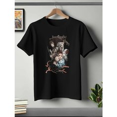 Футболка Детская ONEQ 140 (10-11) размер с принтом Kimetsu no Yaiba, черная, размер 10-11, черный