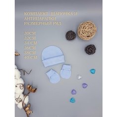 Шапка Little bloom для детей, размер окружность головы 38-40 см, голубой