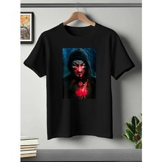 Футболка ONEQ унисекс 56-58 (3XL) размер с принтом Человек в маске, черная, размер 3XL, черный