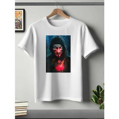 Футболка ONEQ унисекс 56-58 (3XL) размер с принтом Человек в маске, белая, размер 3XL, белый
