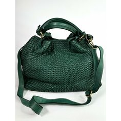 Сумка авоська Vera Pelle Bottega Borsa, фактура матовая, зелёный