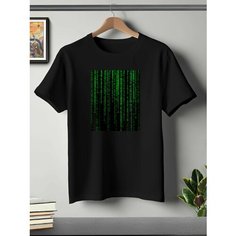 Футболка Детская ONEQ 140 (10-11) размер с принтом Матрица, черная, размер 10-11, черный