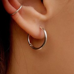 Набор серег MIRRO, серебро, 925 проба, размер 15 мм, , серебристый