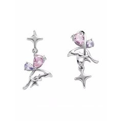 Серьги пусеты, фиолетовый, серебряный, розовый be Self True Jewel