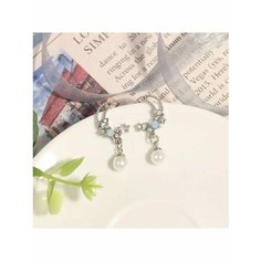 Серьги пусеты, эмаль, кристалл, серебряный, белый be Self True Jewel