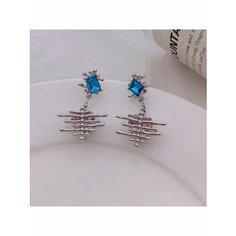 Серьги пусеты, голубой, синий, розовый, серебряный be Self True Jewel