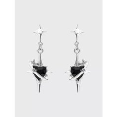 Серьги пусеты, серебристый/черный be Self True Jewel