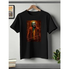 Футболка ONEQ унисекс 50-52 (XL) размер с принтом Джокер, черная, размер XL, черный