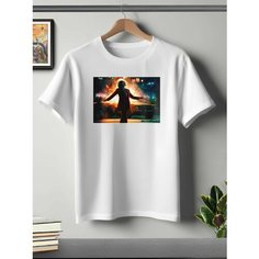Футболка ONEQ унисекс 50-52 (XL) размер с принтом Джокер, белая, размер XL, белый