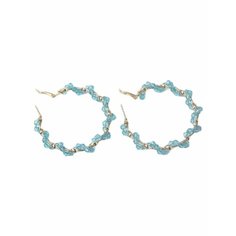 Серьги, золотой, голубой, бесцветный Нет бренда