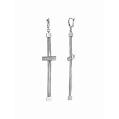Серьги L-Silver, серебро, 925 проба, родирование, фианит, , серый, серебристый