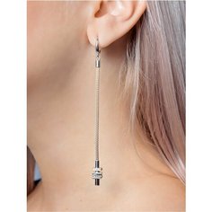 Серьги L-Silver, серебро, 925 проба, родирование, фианит, , серый, серебристый