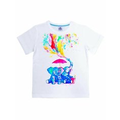 Футболка GAL and YOU, размер 116-122, белый/голубой