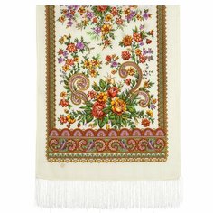 Шарф Павловопосадская платочная мануфактура для женщин,150х60 см, one size, белый