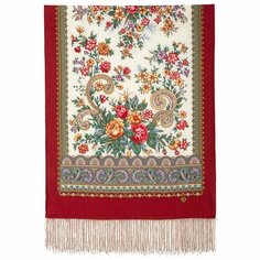Шарф Павловопосадская платочная мануфактура для женщин,150х60 см, one size, красные