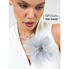 Брошь Elletri, стразы, серый