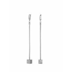 Серьги L-Silver, серебро, 925 проба, родирование, фианит, , серый, серебристый